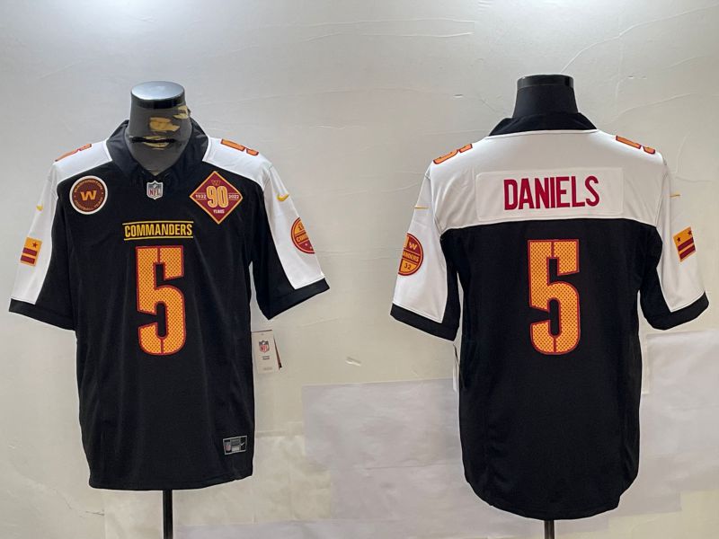 Men 2025 Washington Commanders #5 Daniels Black three generations Nike Limited NFL Jersey style 6